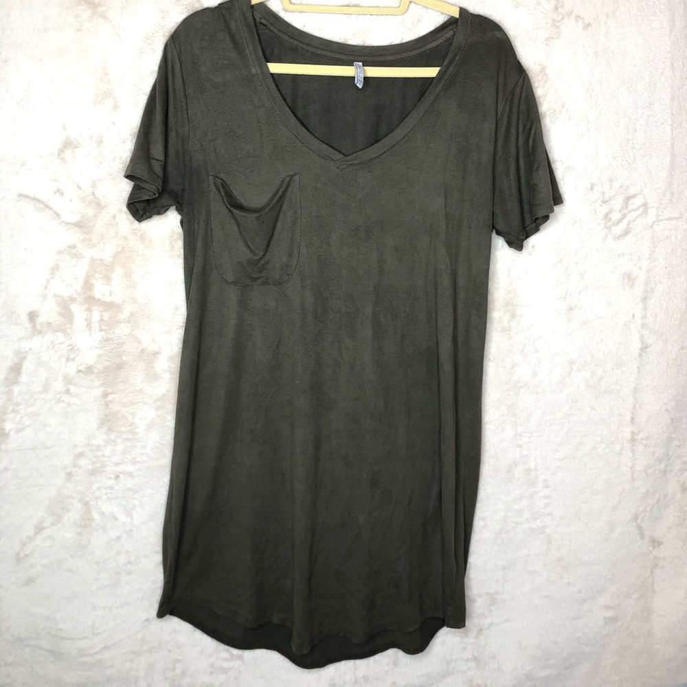 Z SUPPLY OLIVE GREEN SUEDE TSHIRT DRESS SZ LARGE